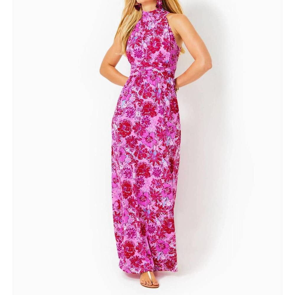 NEW LILLY PULITZER wyota maxi dress in lilac thistle in the wild flowers - Picture 3 of 5
